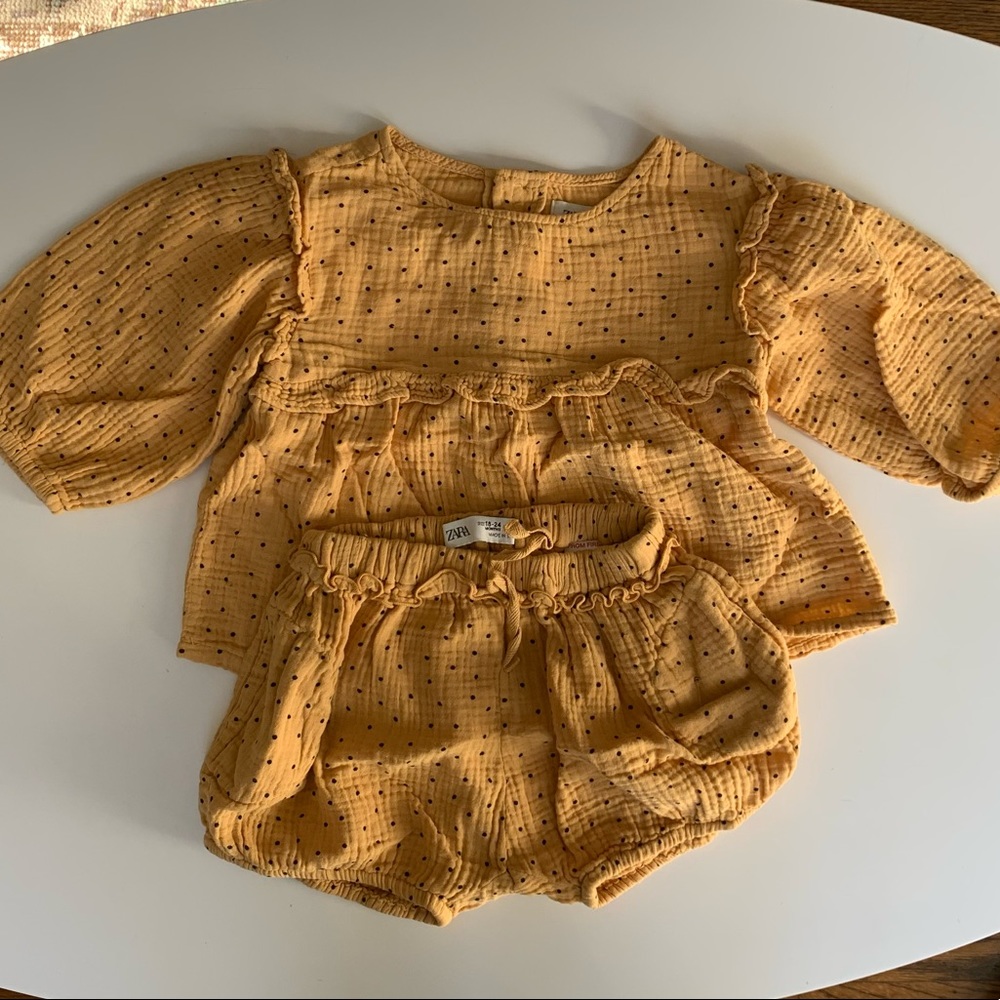Zara baby girl cotton muslin blouse & bloomers set